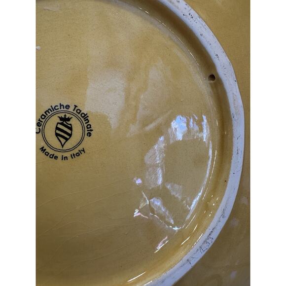 Italian Ceramic Pottery Plate Plate 14" Ceramiche Tadinate Made in Italy Yellow - Picture 4 of 4